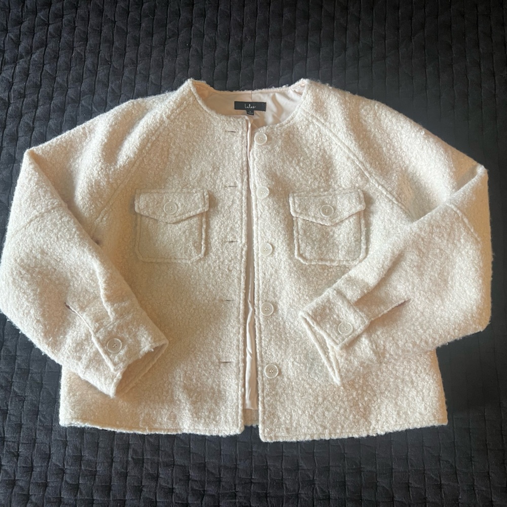 Cream Bouclé Textured Jacket